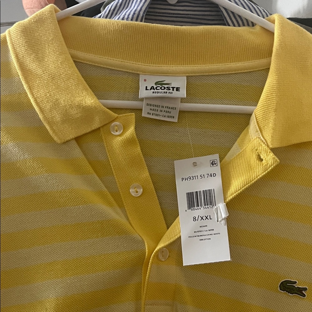 Lacoste Yellow Striped Polo Shirt